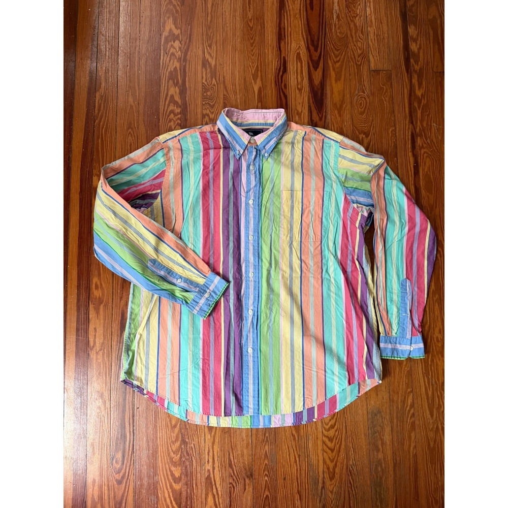 American Living Mens XXL Striped Long Sleeve Button Down Cotton Shirt 0075